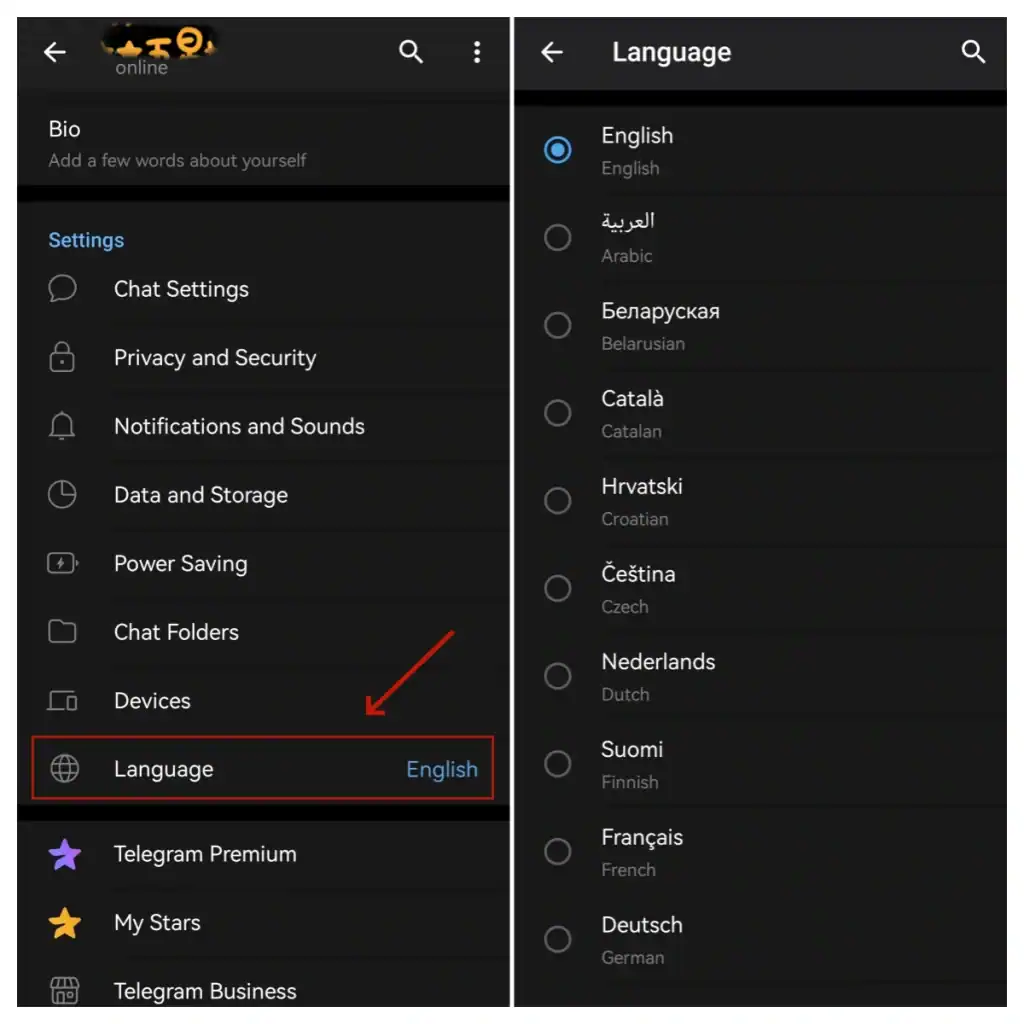 telegram怎么设置中文