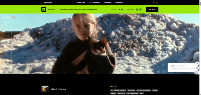 Topaz Video Enhance AI：专注于分辨率提升的 AI 工具