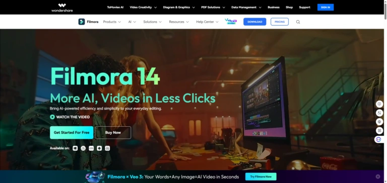 Filmora：新手友好的 AI 视频修复工具